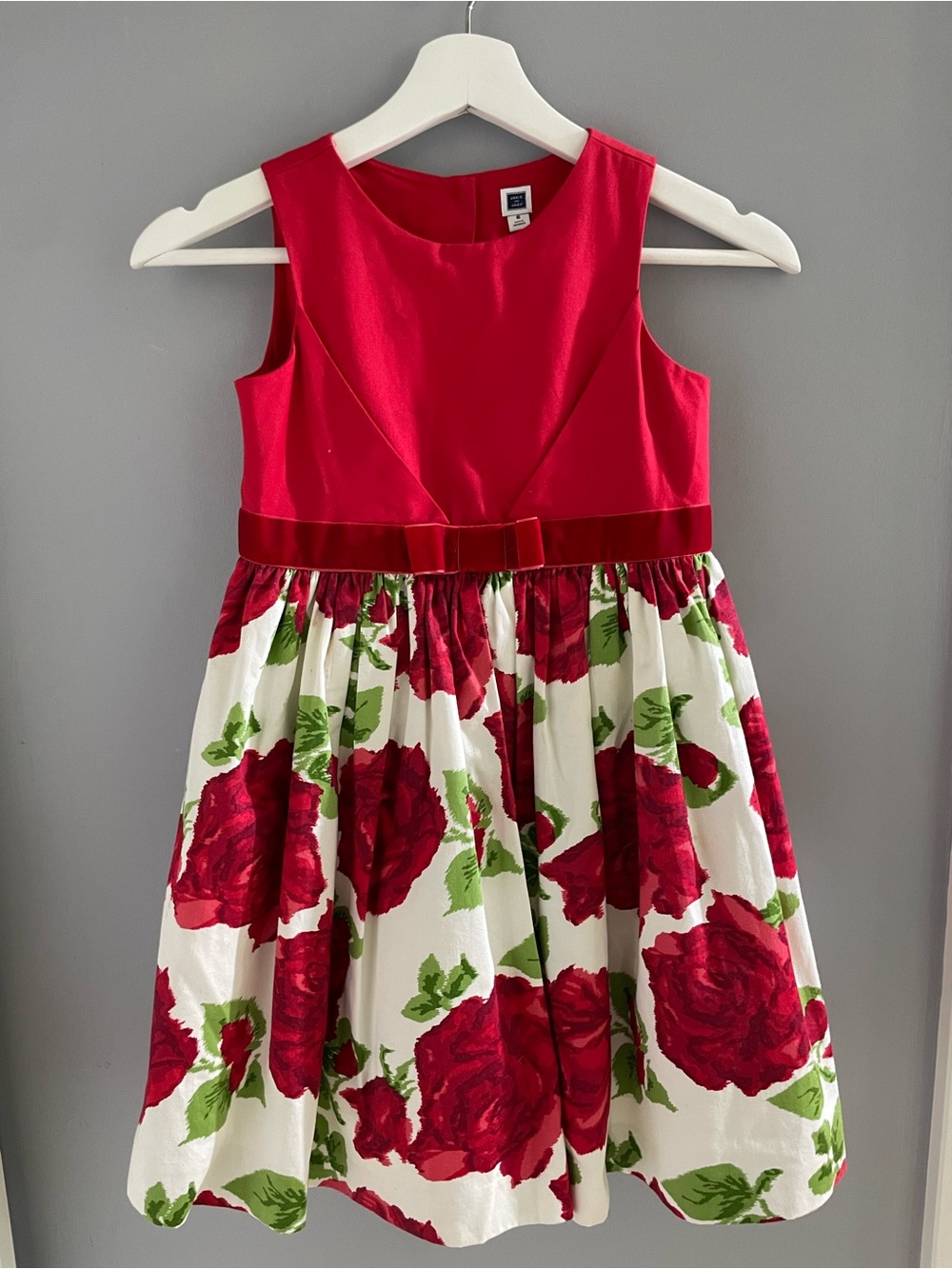 Janie and Jack Red Bodice Floral Skirt Holiday Dress